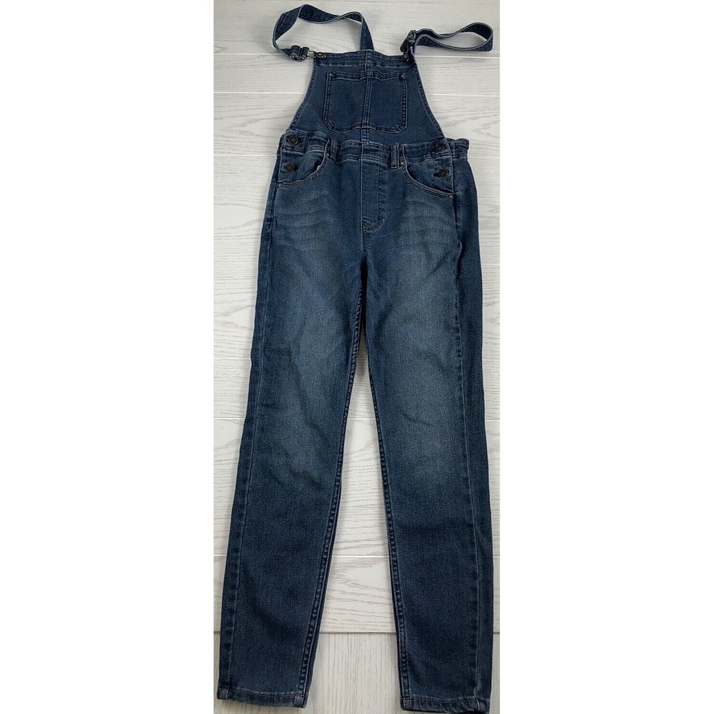 Free People Denim Overalls Women 27 Blue Mid Rise Skinny Leg Pockets Boho Hippie
